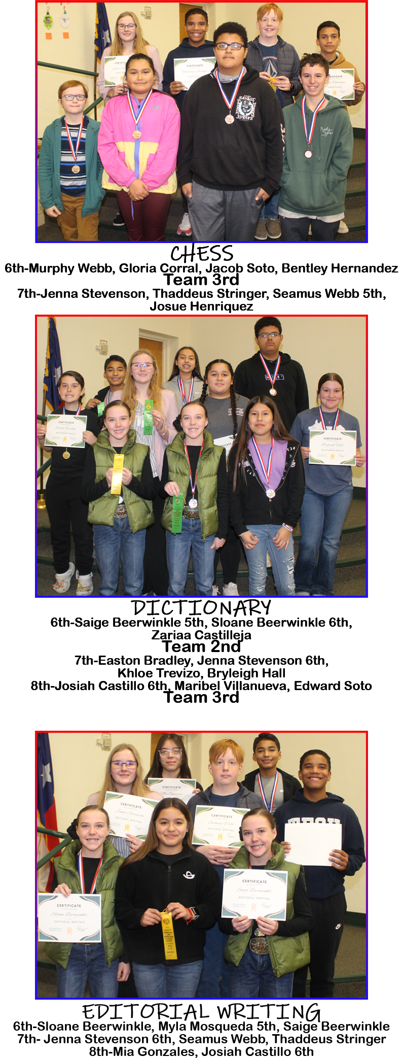 SpringlakeEarth Junior High School SEJH UIL Awards